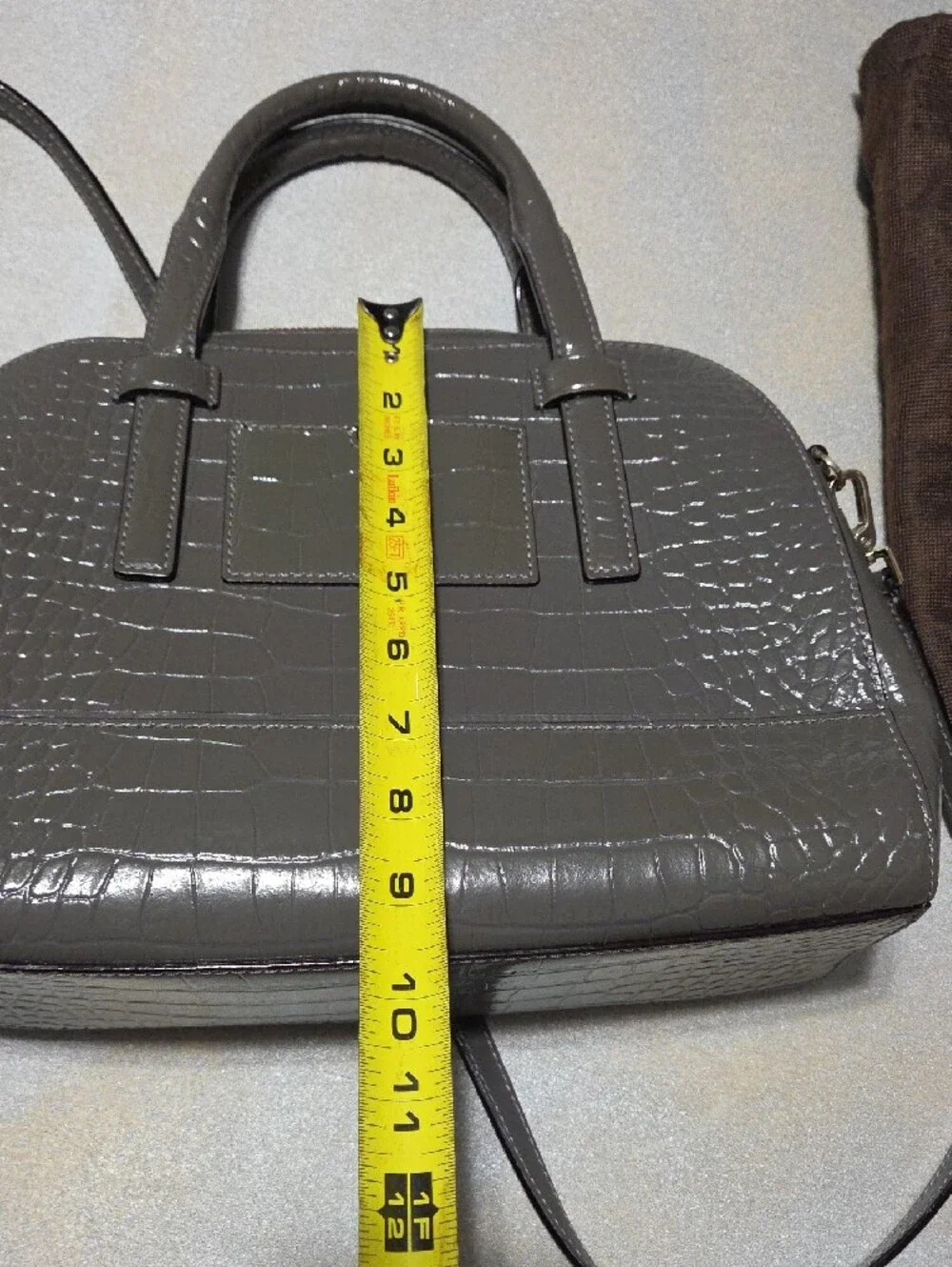 kate spade gray croc-embossed dome satchel with top handles NWOTS